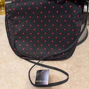 Mycra Pac Black Bag with Red Dots